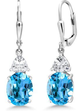Elegant Gemstone Leverback Drop Dangle Earrings 4-6 Cttw for Women, Chic Style